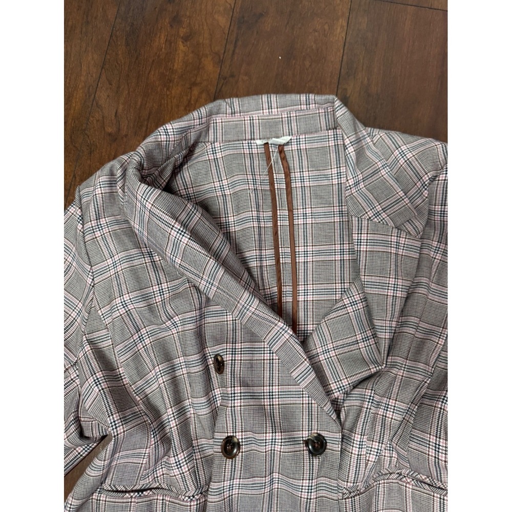 Cato Women's Plus Size 22/24W Plaid Double-Breasted Blazer dark academia staple - Picture 5 of 8